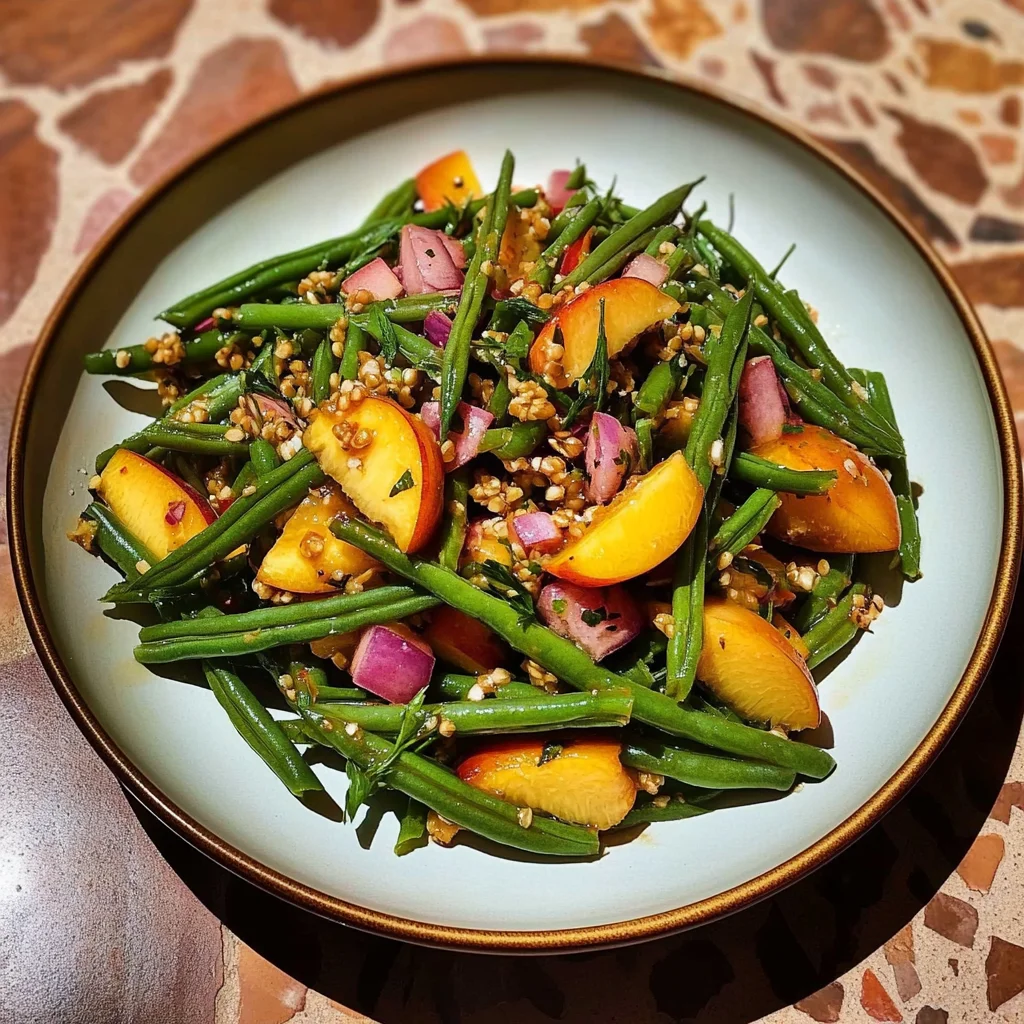 Bright Green Bean Salad with Peaches Recipe
