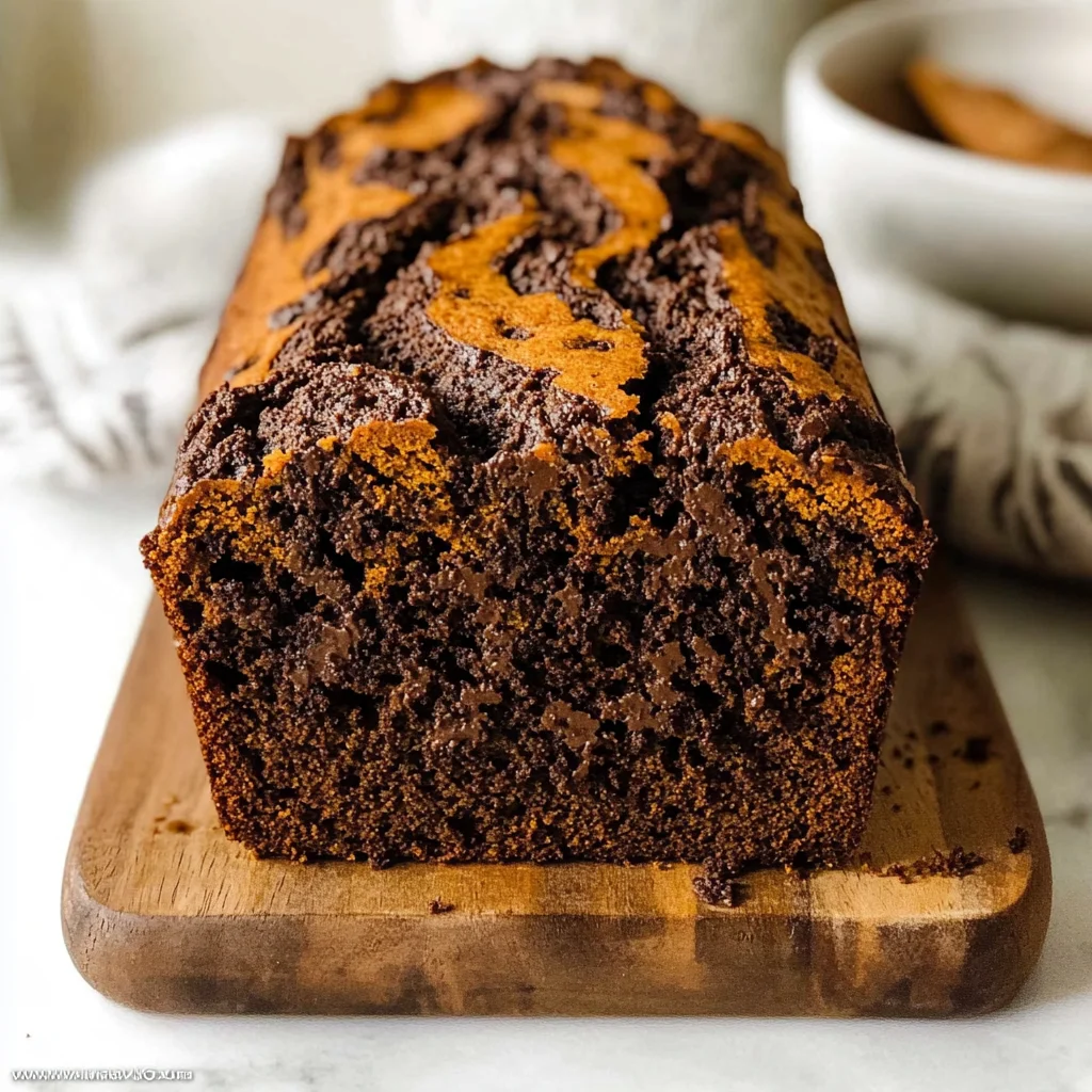 Deliciously Easy Chocolate Marble Pumpkin Bread Recipe