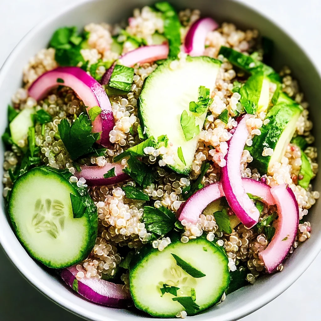Easy Healthy Cold Quinoa Salad Recipe with Cucumber