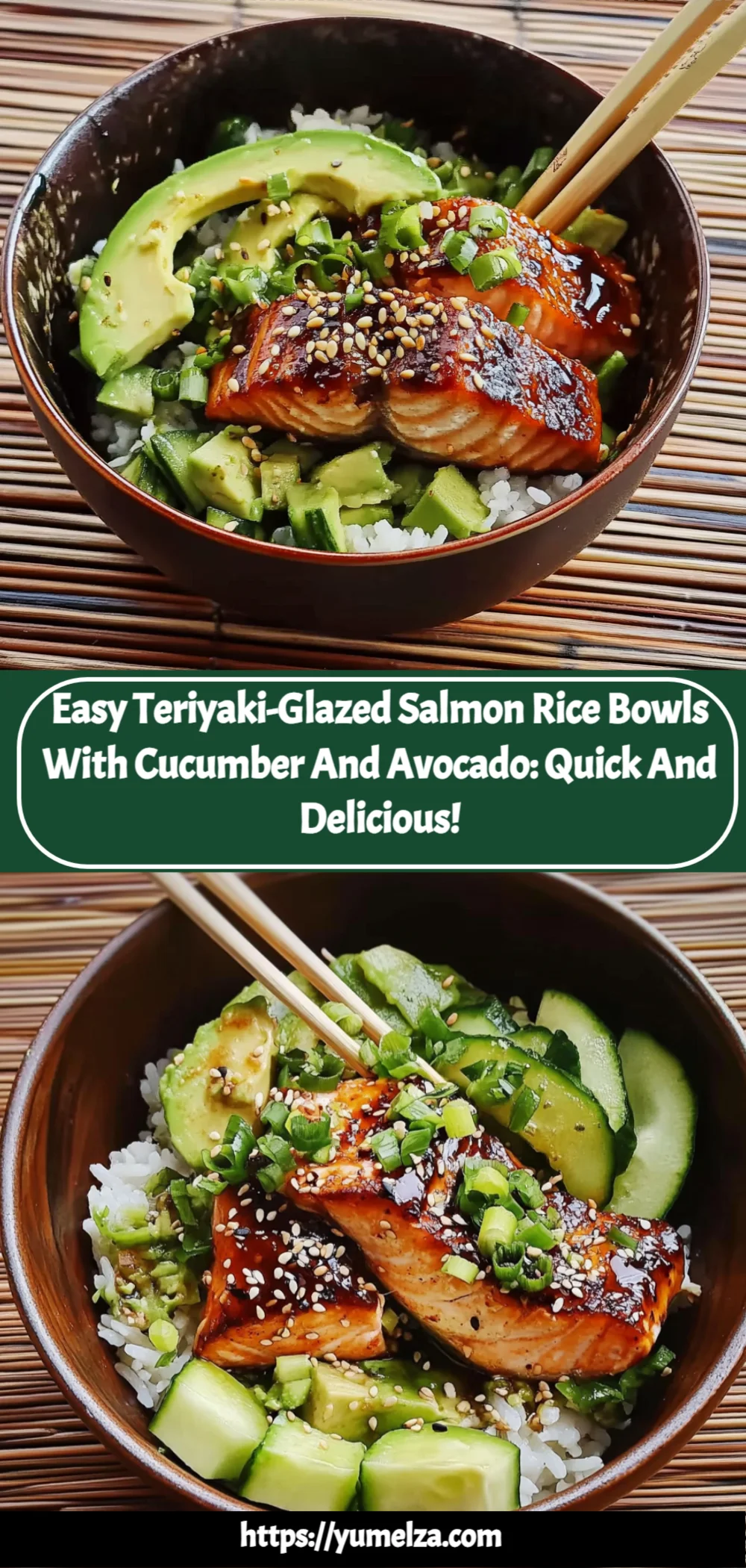 Easy Teriyaki-Glazed Salmon Rice Bowls with Cucumber and Avocado: Quick and Delicious!