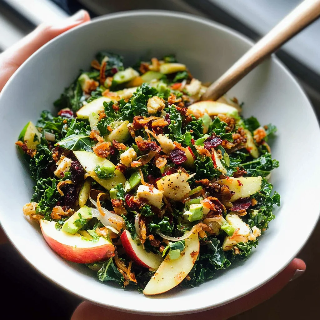 Kale Apple Salad with Crispy Shallots Recipe