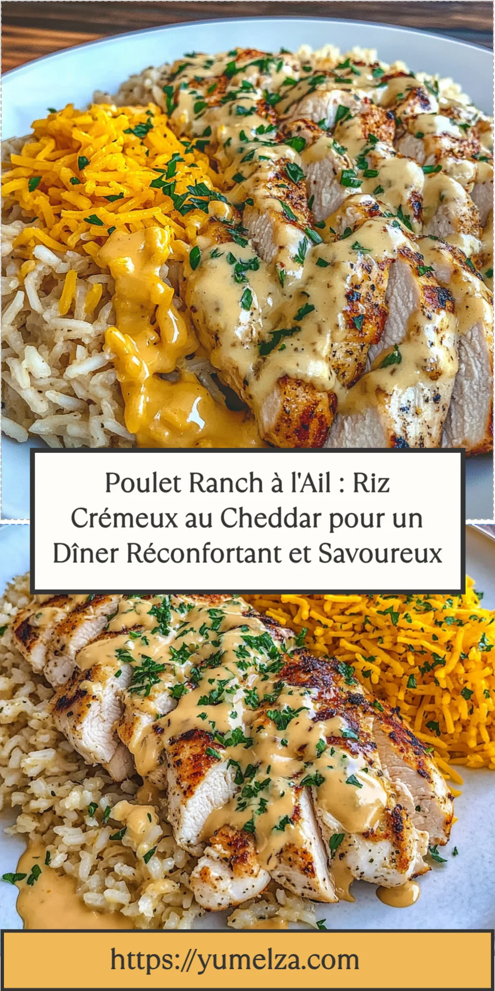 Poulet Ranch à l'Ail : Riz Crémeux au Cheddar pour un Dîner Réconfortant et Savoureux