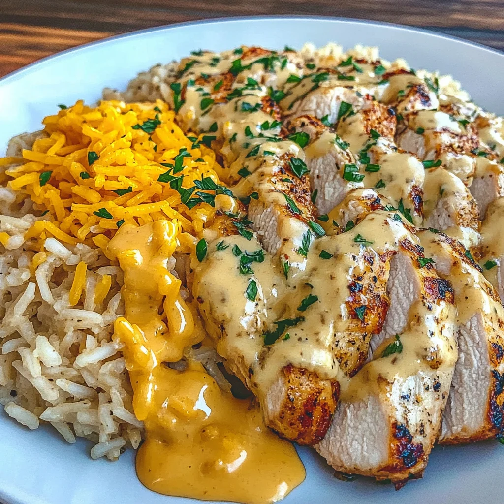 poulet ranch à l'ail avec riz crémeux au cheddar