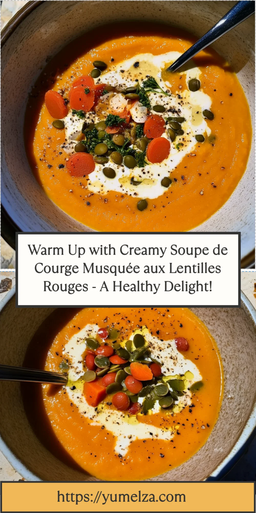 Warm Up with Creamy Soupe de Courge Musquée aux Lentilles Rouges - A Healthy Delight!